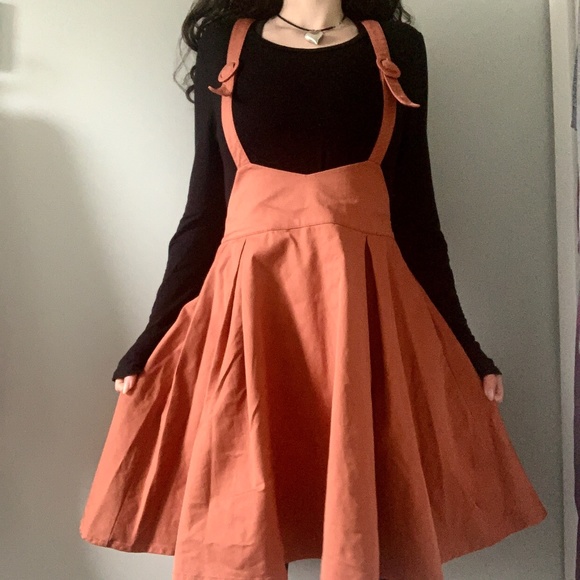 Rust Orange Suspender Skirt - Picture 1 of 6